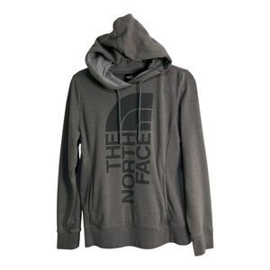 North Face Gray Hoodie Pullover Sweatshirt  Cotton Blend Big Spell Out Women’s M